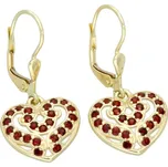 Goldstore Zlaté náušnice srdce s granáty Váha: 3.84 g