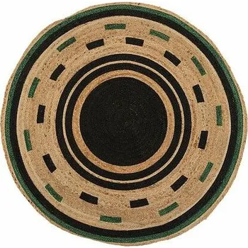Koberec Kulatý jutový koberec Malakite 120x120 cm boho do obýváku a ložnice Atmosphera černý/přírodní