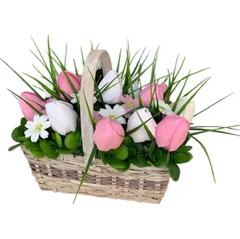 umělá květina made by ANTEROS Dekorace Mýdlová kytice z mýdlových květů Jarní koš