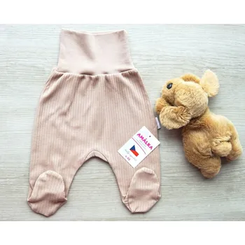 Dupačky AMÁLKA Bavlněné žebrované polodupačky, oříškové latté Velikost: 56