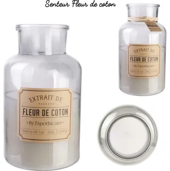 Svíčka Vonná svíčka XL Fleur de coton v retro lahvi šedá Intesi do obývacího pokoje
