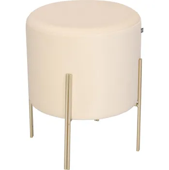 Taburet Bílý velurový taburet Living Velvet Atmosphera na zlatých nohách do obýváku a předsíně 40 cm