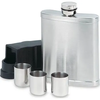 Placatka Kapesní butylka 200 ml se třemi odlivkami stříbrná