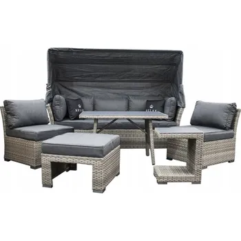 Zahradní sestava Zahradní nábytek z umělého ratanu Doppler černý, set 6 ks