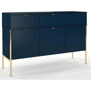 Komoda Komoda se zásuvkami Polka Navy Blue 120 cm glamour modrá na zlatých nohách do obýváku