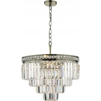 Závěsný lustr Vyana se 4 světly, staromosazná barva, křišťál