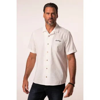 Pánská košile JP1880, Plus size Košile JP1880, lněná směs, krátké rukávy, výšivka, Cuba střih, Cuba límeček, do 8XL pro plnoštíhlé nadměrná velikost, 837272200-1452, bílý, 3XL, Plus size oblečení, Oblečení pro vysoké muže, Nadměrné velikosti, Oblečení pro plnoštíhlé.