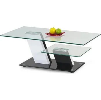 Konferenční stolek Konferenční stolek skleněný obdélníkový Vaness 110x60 cm moderní bílo-černý do obýváku Intesi