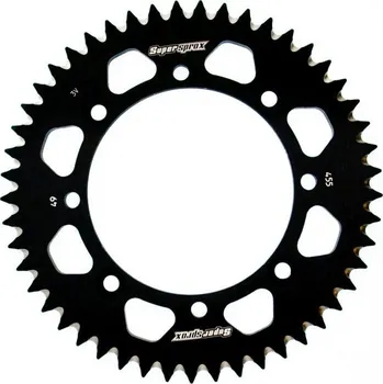 Řetězová sada pro motocykl Hliníková řetězová rozeta SUPERSPROX RAL-455:49-BLK černý 49 zubů, 420