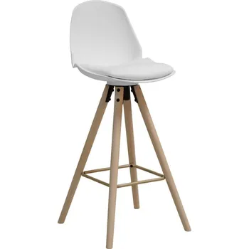 Barová židle Barová židle Oslo bílá s opěrkou, skandinávská dřevěná židle do kuchyně a k ostrůvku 77 cm Actona