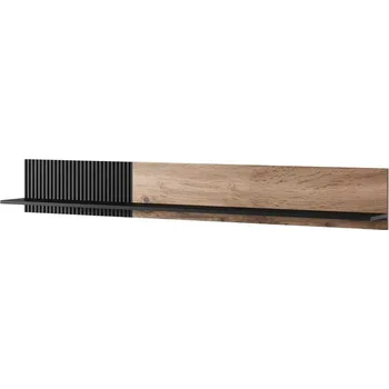 police Nástěnná police na knihy Adre 180 cm dub wotan černá loftová do obýváku a kanceláře Intesi