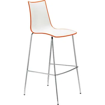 Barová židle Barová židle Zebra 65 cm oranžová moderní s opěrkou do kuchyně na chromovaných nohách SCAB Design