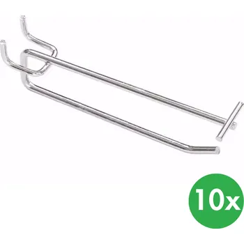 Prodejní regál Háčky jednoduché s hrazdou, délka 300 mm, chrom, 10 ks
