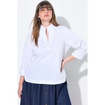 Dámská tunika Ulla Popken, Plus size Tunika, kalichový límec, 3/4 rukávy pro plnoštíhlé nadměrná velikost, 836699200-1129, bílý, 46/48, Nadměrné velikosti, Plus size oblečení, Oblečení pro boubelky, Oblečení pro baculky, Oblečení pro plnoštíhlé, Oblečení pro vysoké žen