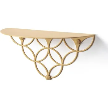 police Moderní nástěnná police Holo PS Gold POLYHEDRA zlatá kovová do obýváku na knihy