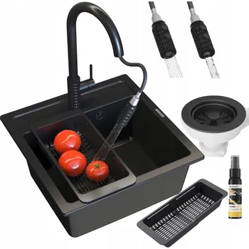 Granitový dřez Jednodřez Granitan Malmo, granitový, černý