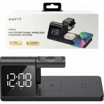 Havit W3042 - multifunkční bezdrátová nabíjecí stanice, černá