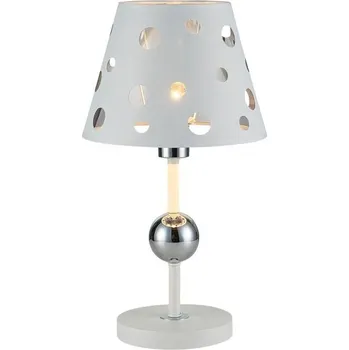 Lampička Noční stolní lampa glamour Batley bílá s látkovým stínidlem Ledea do ložnice a obýváku 44 cm