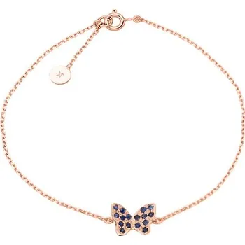 Náramek JK Zlatý náramek motýlek s přírodními safíry Délka náramku: 16 cm 14 kt ZRMO024C-16-0100