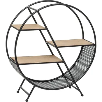 Knihovna Kovová nástěnná police na knihy Timeo Atmosphera 3 police industriální černá/přírodní