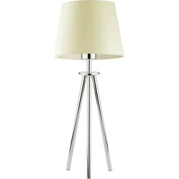 Lampička Noční lampička BERGEN moderní s ecru stínidlem a stříbrnou podstavou do ložnice LYSNE