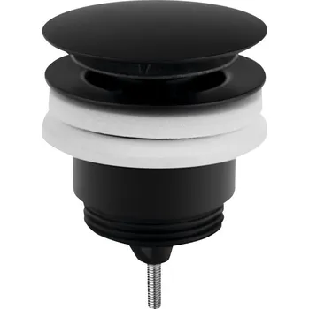 Omp Tea Umyvadlová výpust 5/4“, click-clack, velká zátka, 10-45mm, černá mat