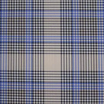 Šusťákovina N6414 béžová, modro-černo-bílé káro, š.145