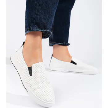 Dámské tenisky Pěkné bílé tenisky dámské bez podpatku 37