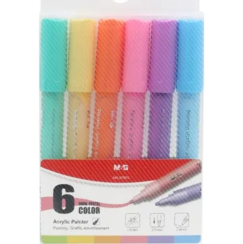 Akrylové fixy M&G Mocalo 2mm, 6ks pastelové