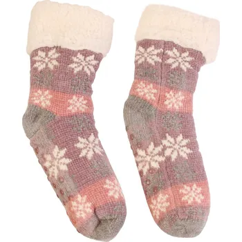 Dámské ponožky Intesi Vánoční vzor růžových teplých ponožek