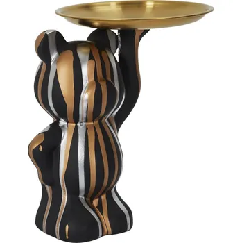 Dekorační figurka Deco Bear černá s podnosem moderní do obýváku nebo jako dárek Intesi