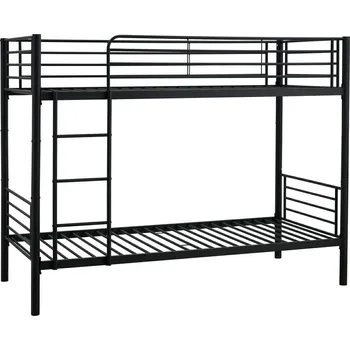 Postel Moderní černá kovová patrová postel 90x200 do dětského pokoje s možností rozdělení