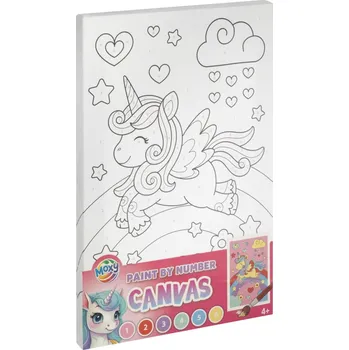 Dětské zboží Malování na plátno, barvy a štětec - jednorožec 30x20 cm