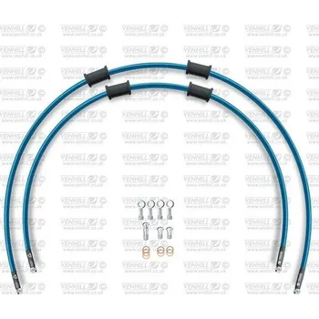 RACE Hadice přední brzdy sada Venhill POWERHOSEPLUS SUZ-7033F-TB (2 hadice v sadě) průhledně modré hadice, chromové koncovky