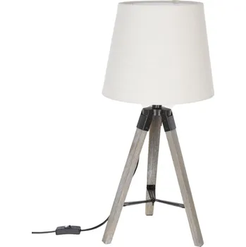 Stojací lampa Bílá stojací lampa Runo Atmosphera moderní dřevěná do obýváku a ložnice se stínidlem