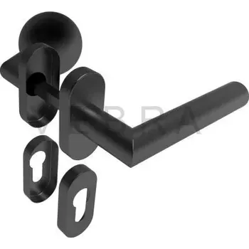 Dveřní kování Klika koule pevná, Pravá, NEREZ AISI 304, Černá (Pravé provedení)