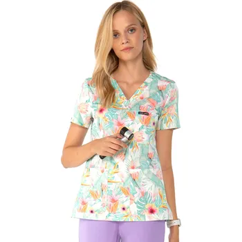 Dámská halenka Louis Lanier Bavlněná halena s antibakteriální úpravou VANNES s potiskem PASTEL GARDEN Velikost: XL