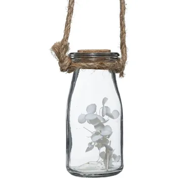 Atmosphera závěsná nástěnná dekorace se sušenými květinami láhve sklo dřevo do obývacího pokoje 53 cm