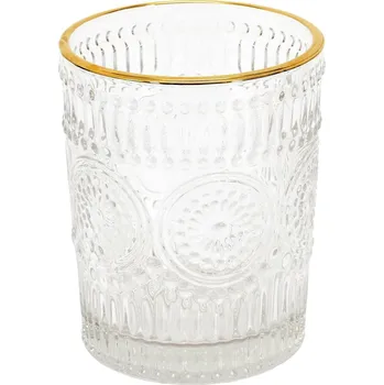 Zavařovací sklenice Sklenice glamour Lisere Intesi 250 ml na whisky a koktejly průhledná se zlatým okrajem