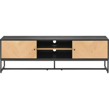Televizní stolek Moderní dřevěná TV skříňka Clar 160 cm volně stojící do obýváku dub černá Intesi