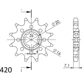 Řetězová sada pro motocykl Řetězové kolečko SUPERSPROX CST-413:12 12 zubů, 420