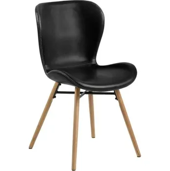 Jídelní židle Jídelní čalouněná židle Batilda Actona loftová ekokůže černá s dřevěnými nohami