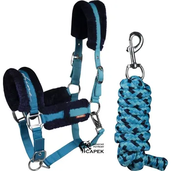 Ohlávka a vodítko Red Horse -RIDE AND SHINE- - Tyrkysová - Full