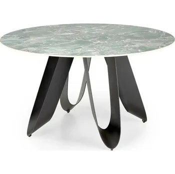 Jídelní stůl Intesi Kulatý stůl Agassi zelený mramor/černý