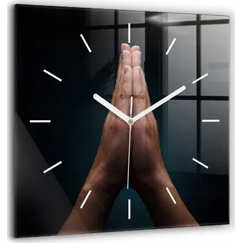 Hodiny Skleněné hodiny Sklo Nástěnné Tiché ručičky Kuchyně Složené ruce modlitba