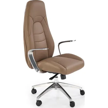 Ergonomická otočná kancelářská židle Nolvia cappuccino kožená s područkami