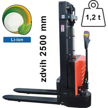 Vysokozdvižný ručně vedený vozík EUROliftCZ EPS12E-Li zdvih 2500 mm