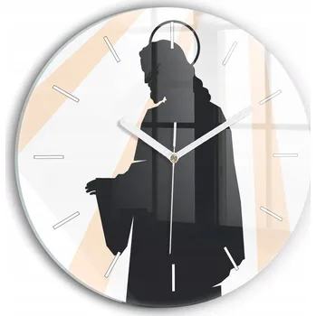 Hodiny Skleněné nástěnné hodiny tiché s s potiskem Ilustrace Ježíš Svatý průměr 30 cm