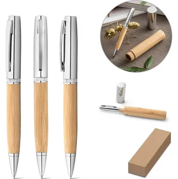 FUJI. Bambusové a kovové kuličkové pero s pouzdrem