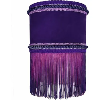 Závěsné svítidlo Lavandera N 2 fialovo-zlaté sametové s třásněmi do obýváku 20 cm Las Plumas